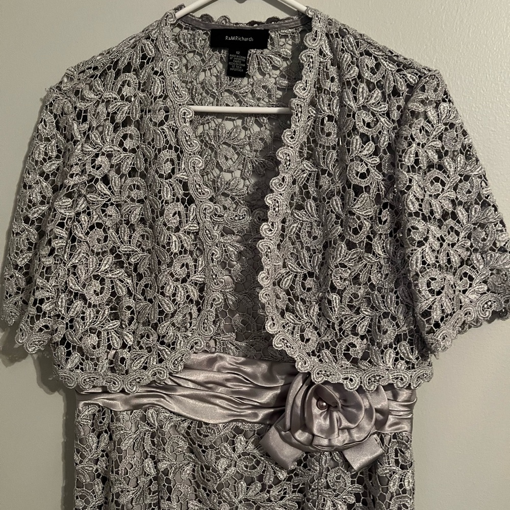 Elegant Silver Lace Dress